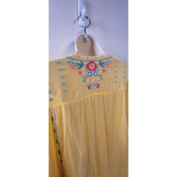 JOHNNY WAS 3x YELLOW FLORAL Arges Tunic - Embroidered - long sleeve Shirt Blouse - Picture 5 of 13